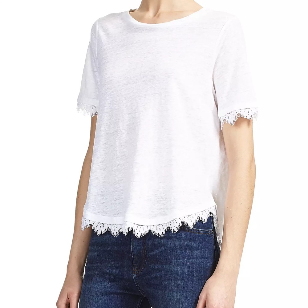 Whistles linen lace trim tee